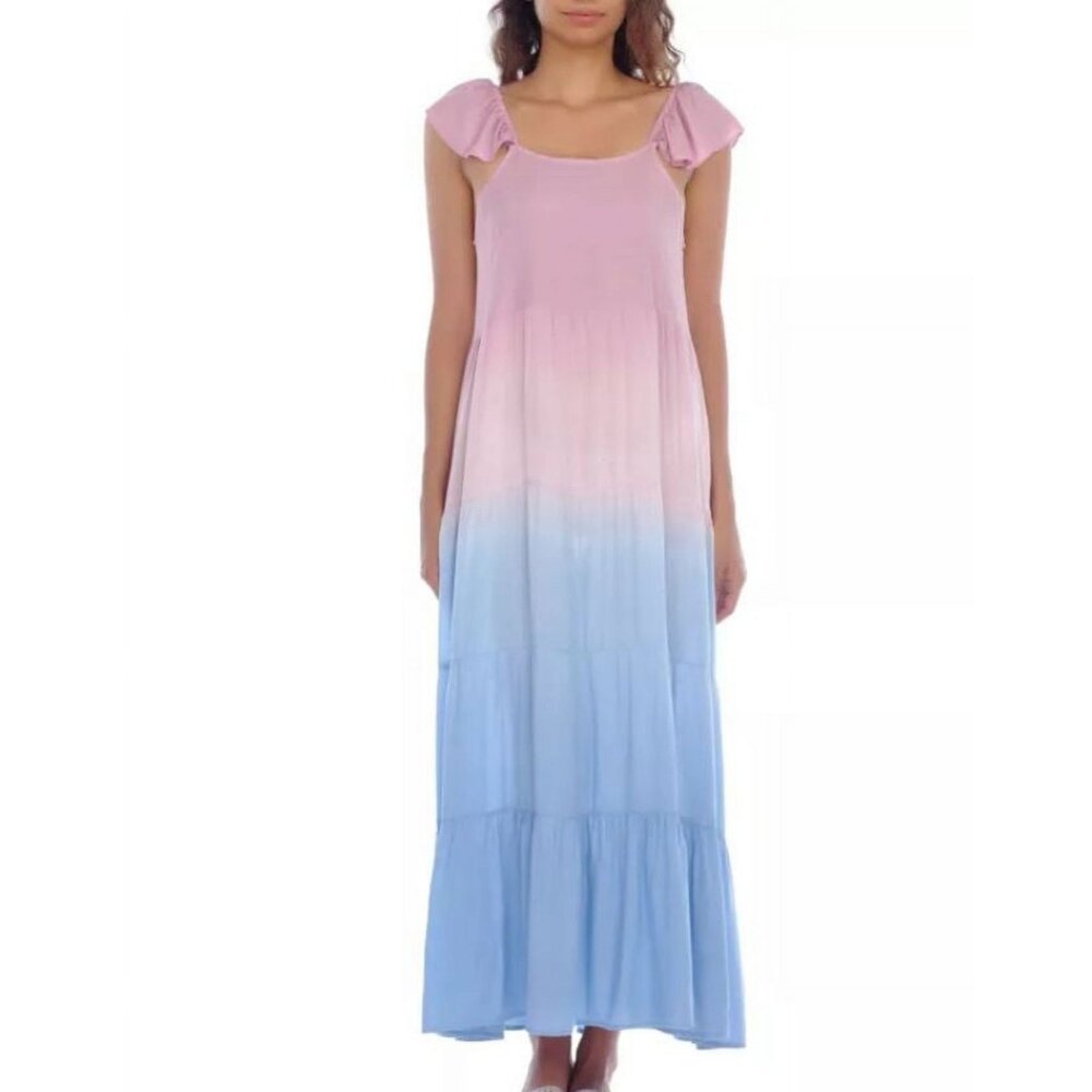 Raviya Women's Mauve Ombre Maxi Coverup Dress Women's Swimsuit, Size L Blue Pink